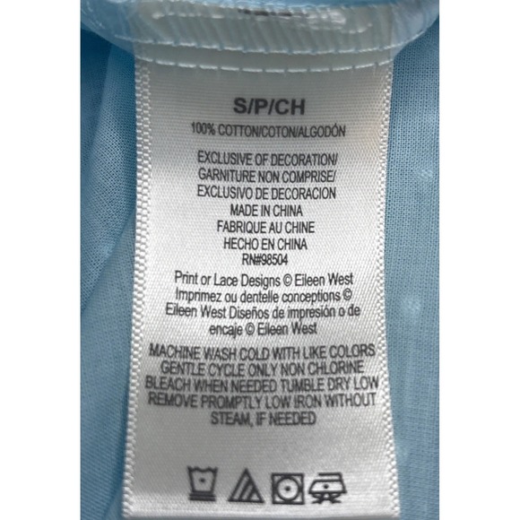 Eileen West Small Blue White Nightgown Cotton New With Tags Long Sleep Granny - Picture 8 of 8